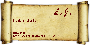 Laky Jolán névjegykártya